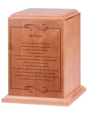 Psalm 23 Solid Wood Cremation Urn Made in the USA