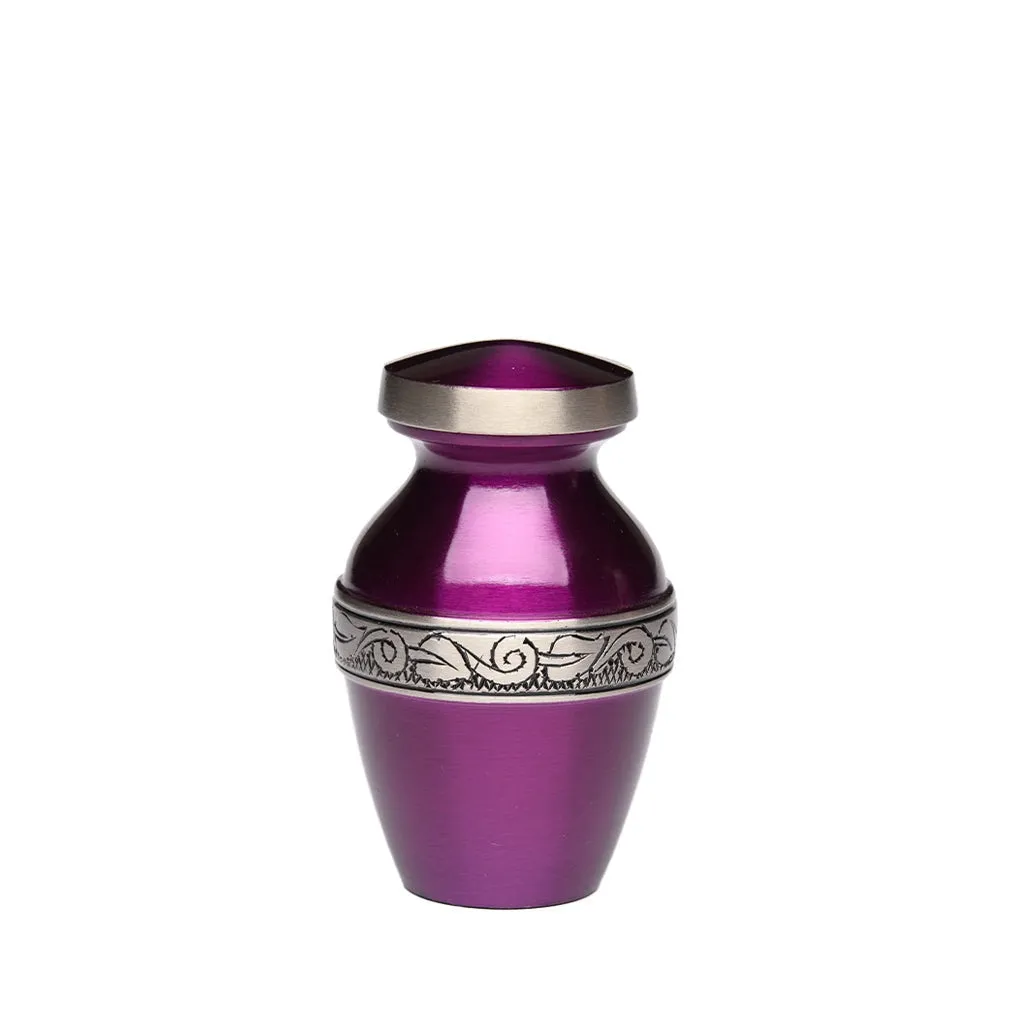 Purple Pewter Urn with Jasmine Leaf Art