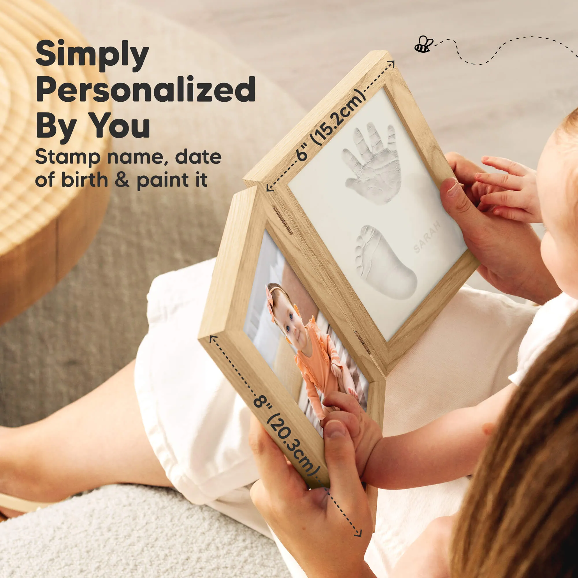 Rune Hand & Footprint Keepsake Frame (Ash Wood)
