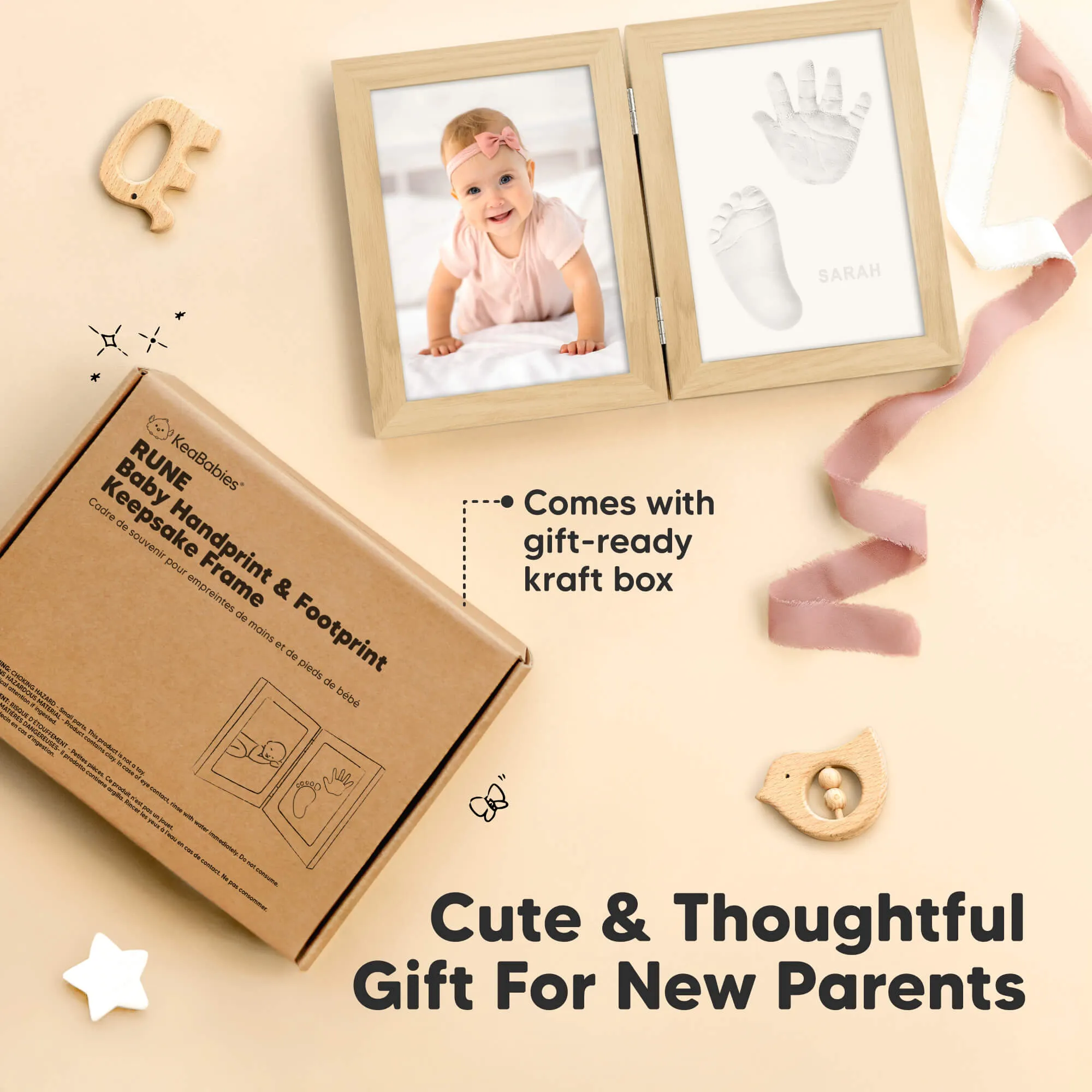 Rune Hand & Footprint Keepsake Frame (Ash Wood)