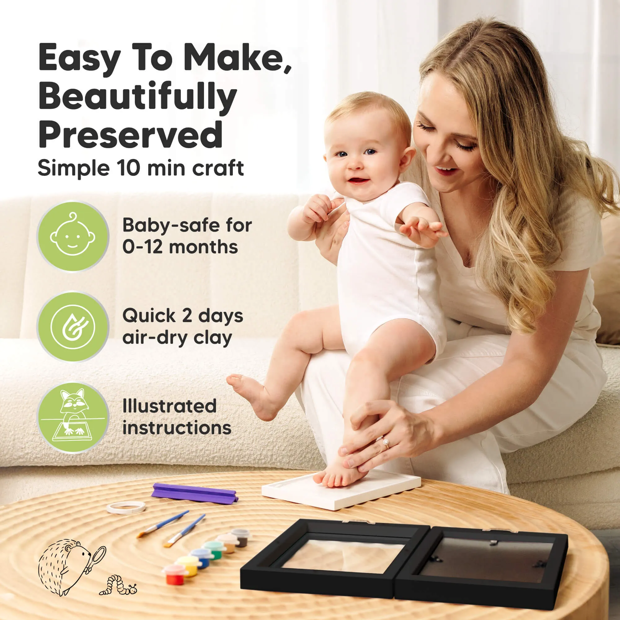 Rune Hand & Footprint Keepsake Frame (Onyx Black)