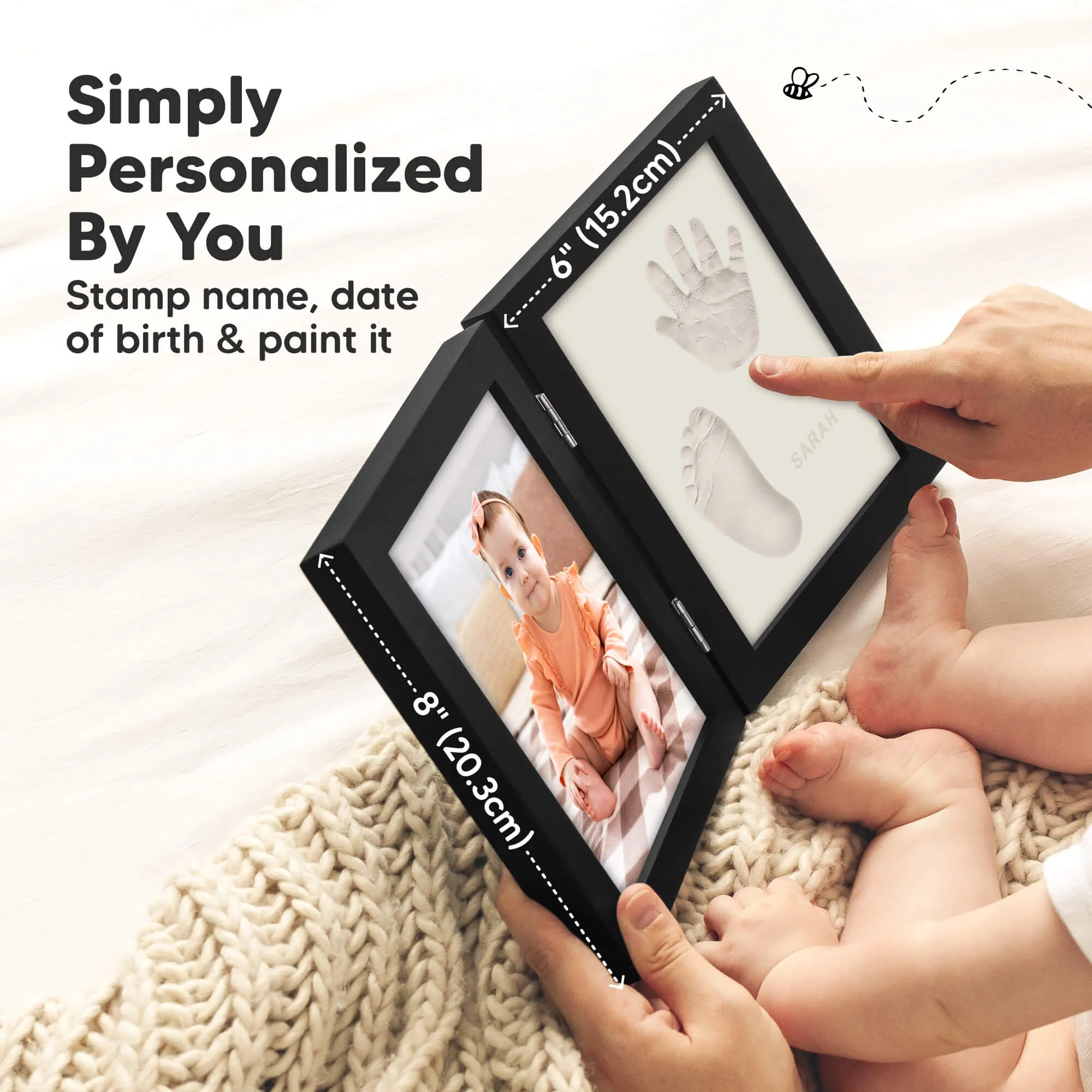 Rune Hand & Footprint Keepsake Frame (Onyx Black)