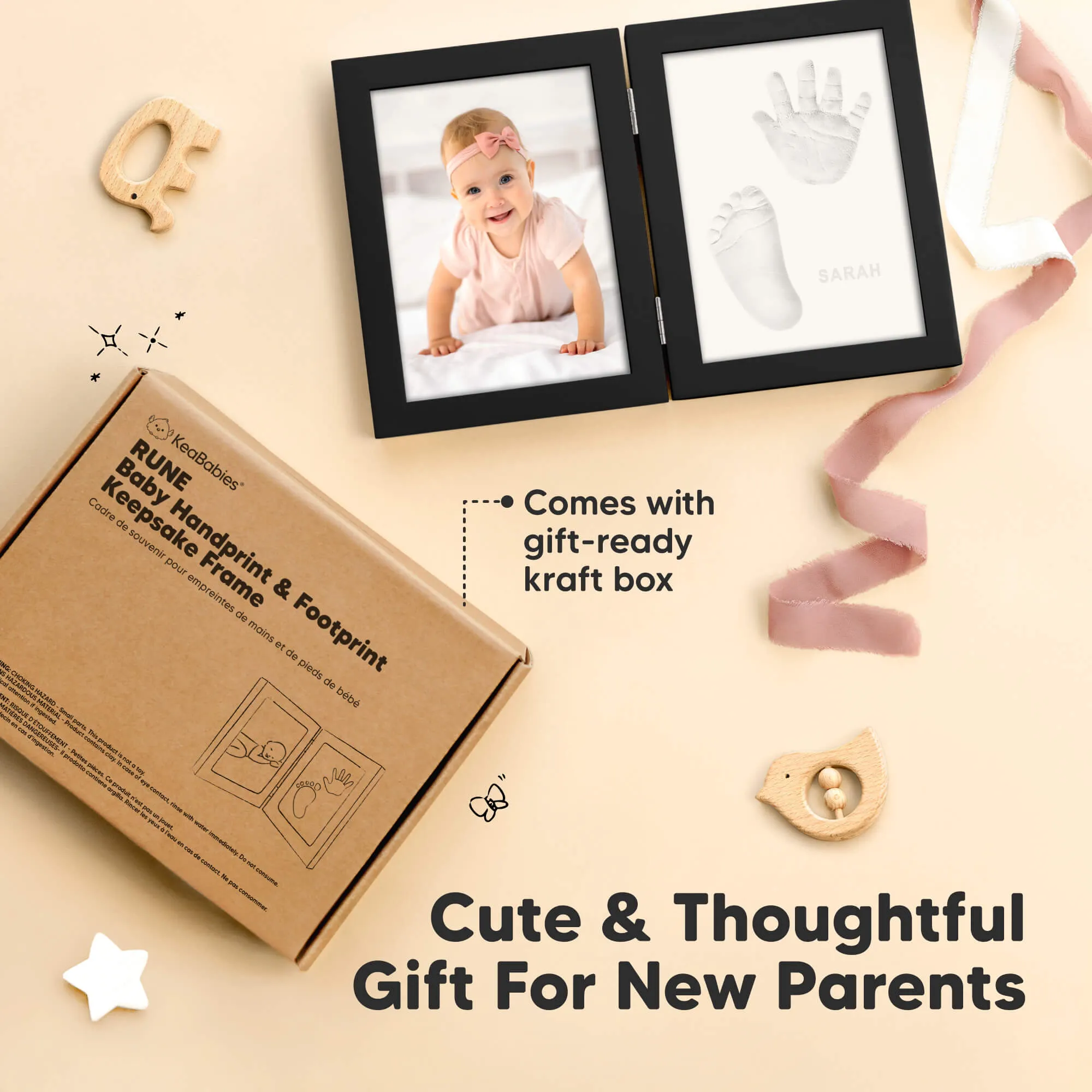 Rune Hand & Footprint Keepsake Frame (Onyx Black)