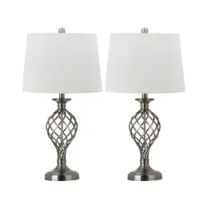 Safavieh Lighting Collection Lattice Urn Nickel 26.75-inch Table Lamp (Set of 2)
