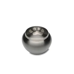 SMALL Brass "Journey" Pet Urn -2010- Single Paw Print - Slate finish