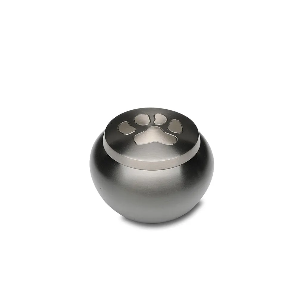 SMALL Brass "Journey" Pet Urn -2010- Single Paw Print - Slate finish
