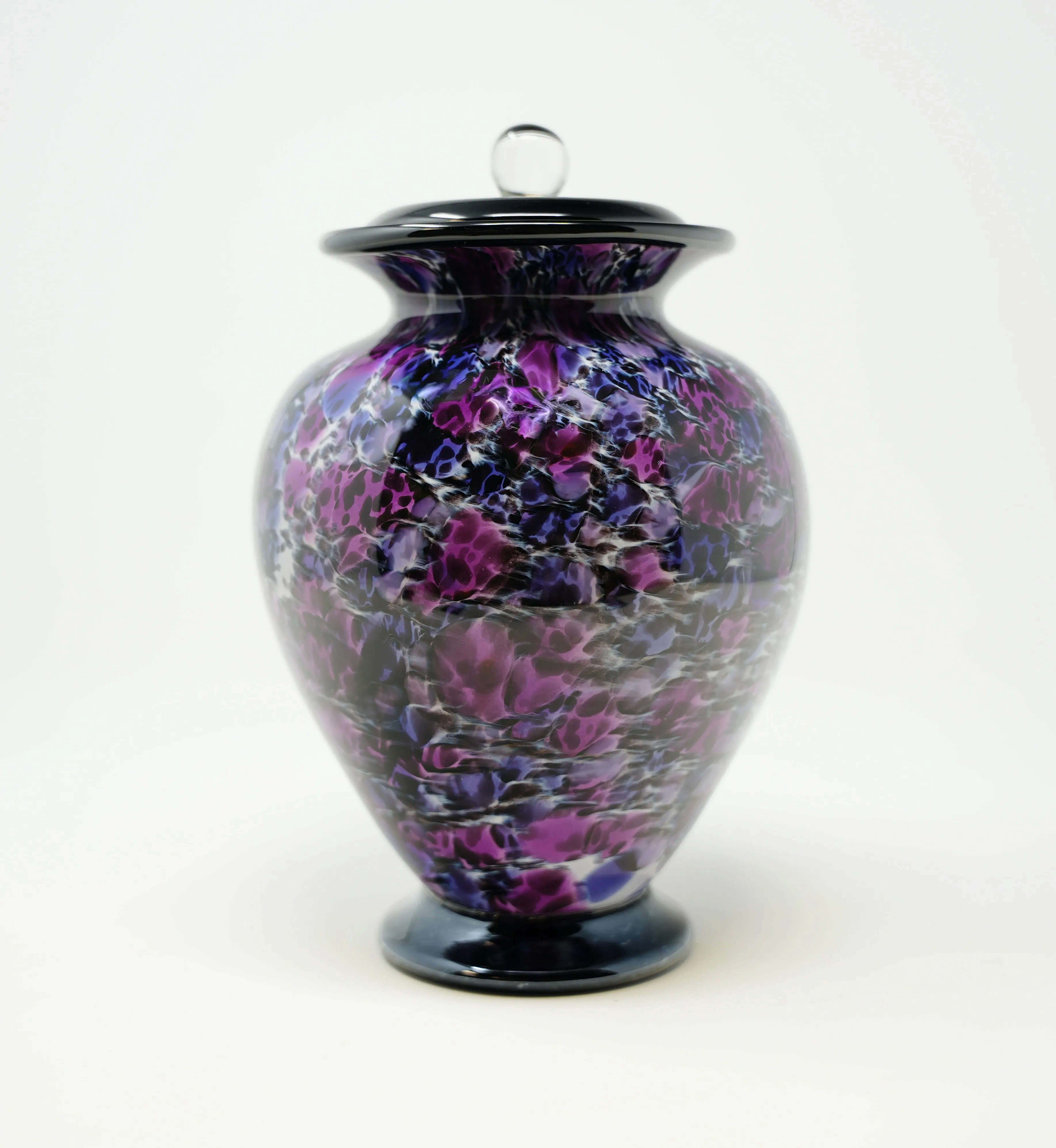 Small Hand Blown Glass Cremation Urn in Amato Lee's Frit