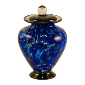 Small Hand Blown Glass Cremation Urn in Amato Water