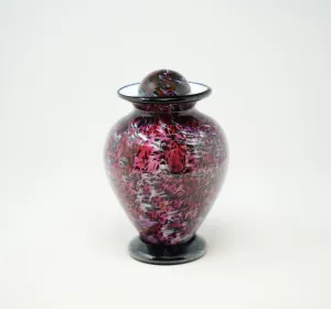 Small Hand Blown Glass Cremation Urn in Atlantic Ruby