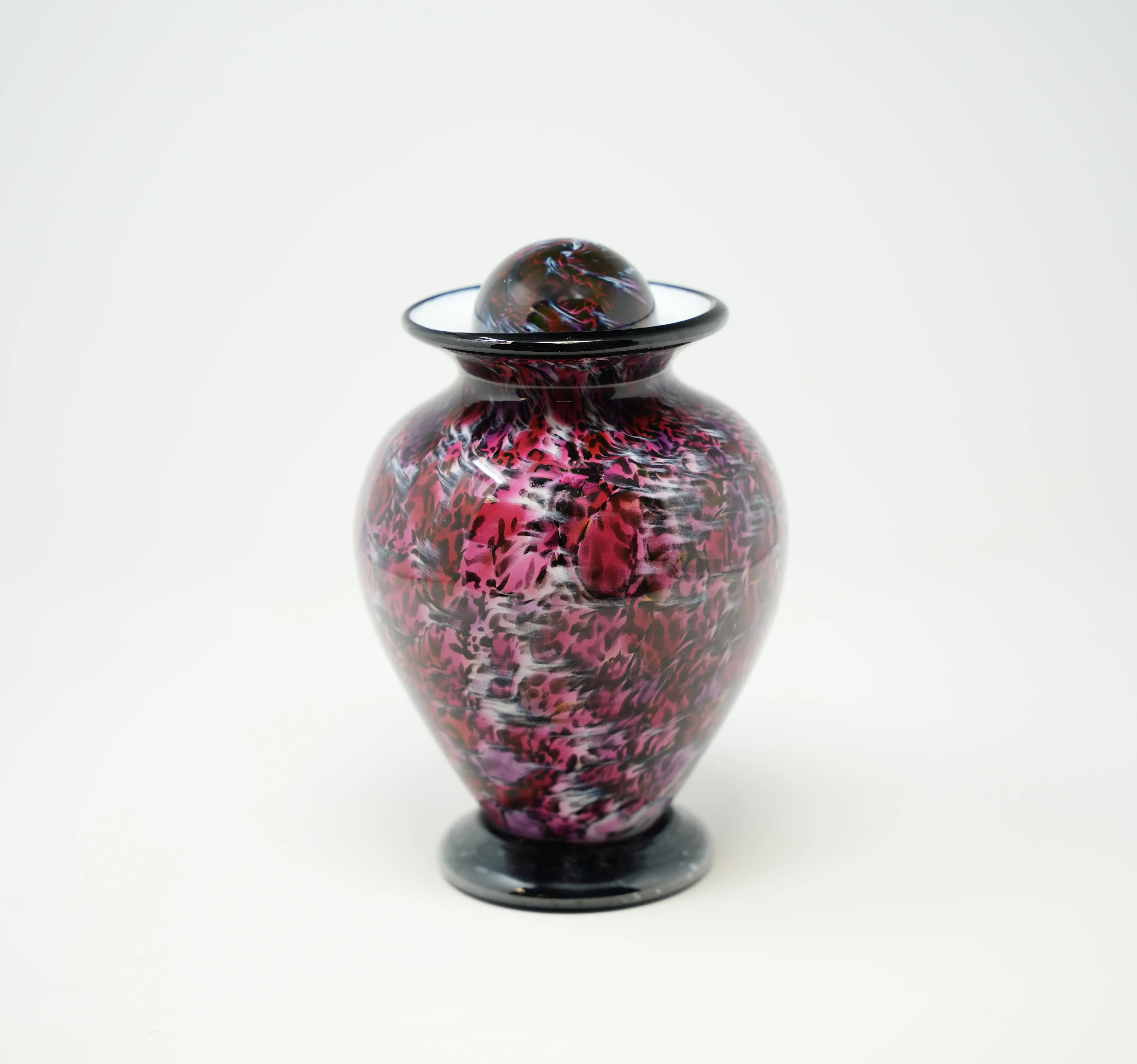 Small Hand Blown Glass Cremation Urn in Atlantic Ruby
