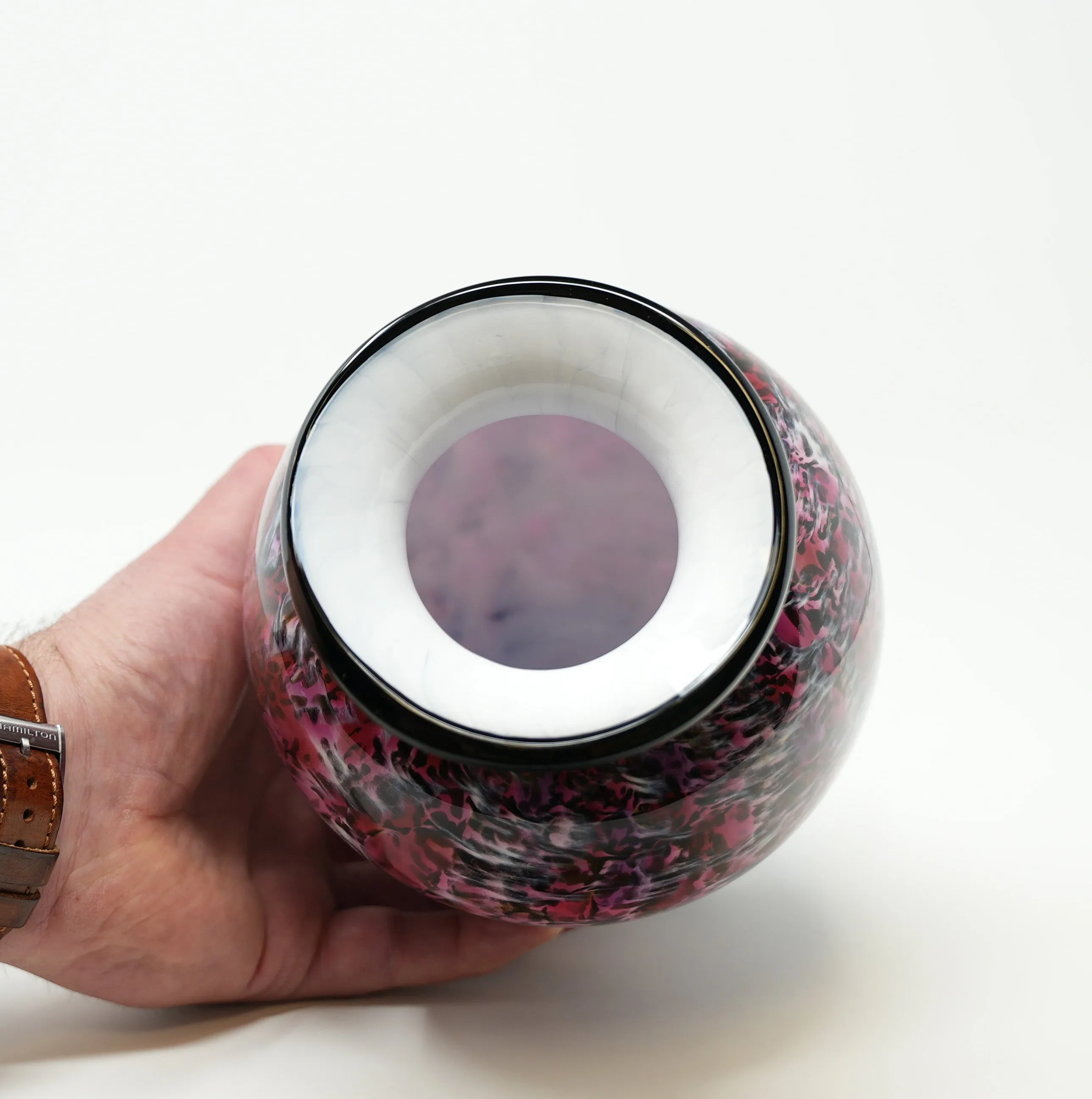 Small Hand Blown Glass Cremation Urn in Atlantic Ruby