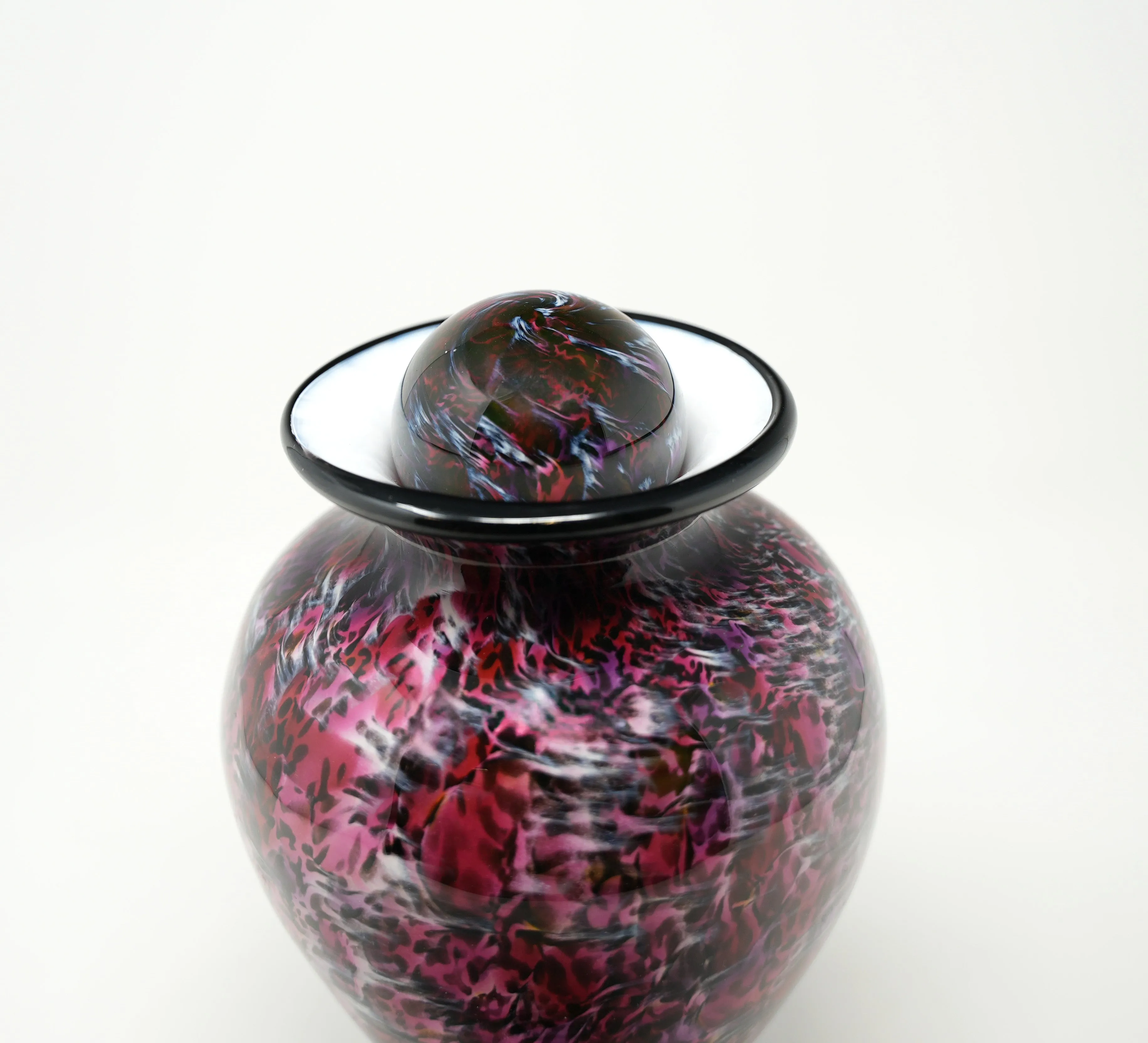 Small Hand Blown Glass Cremation Urn in Atlantic Ruby