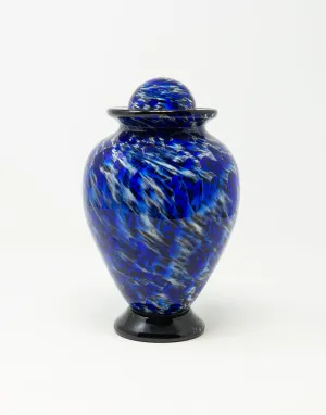 Small Hand Blown Glass Cremation Urn in Atlantic Water