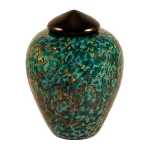Small Hand Blown Glass Cremation Urn in Classic Aegean