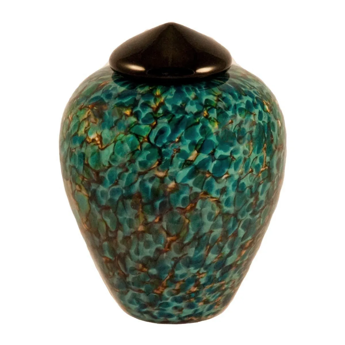 Small Hand Blown Glass Cremation Urn in Classic Aegean