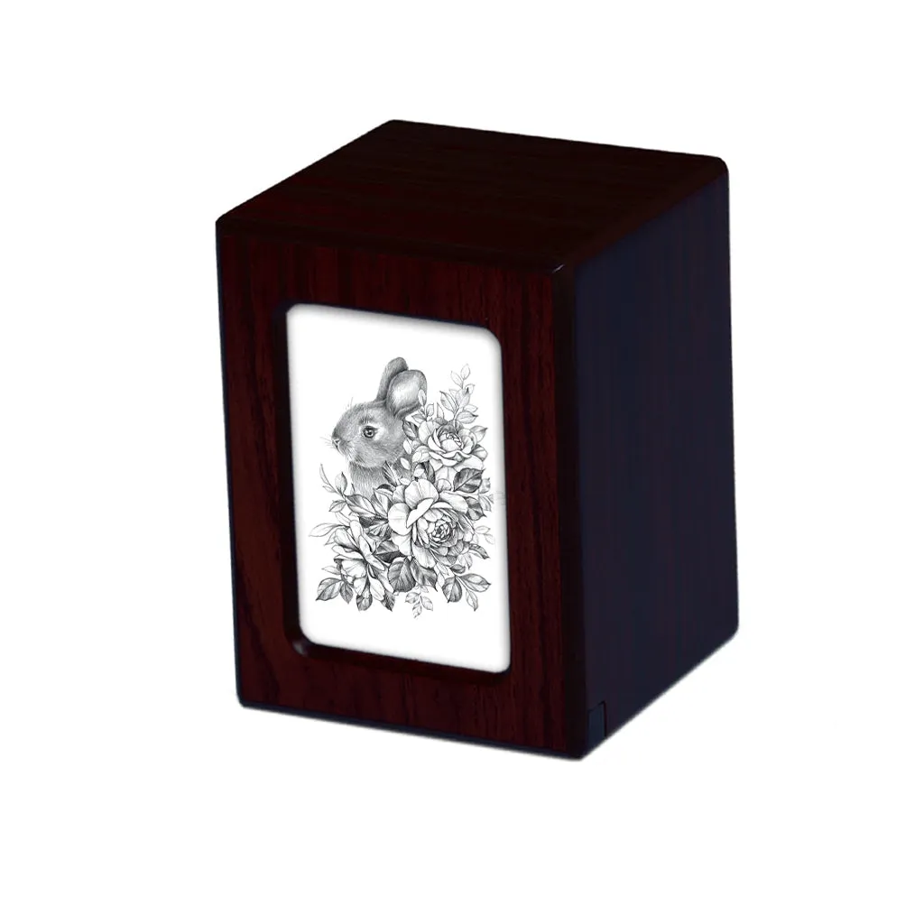 SMALL PY06 Photo Frame Urn - Black & White Rabbit Drawing