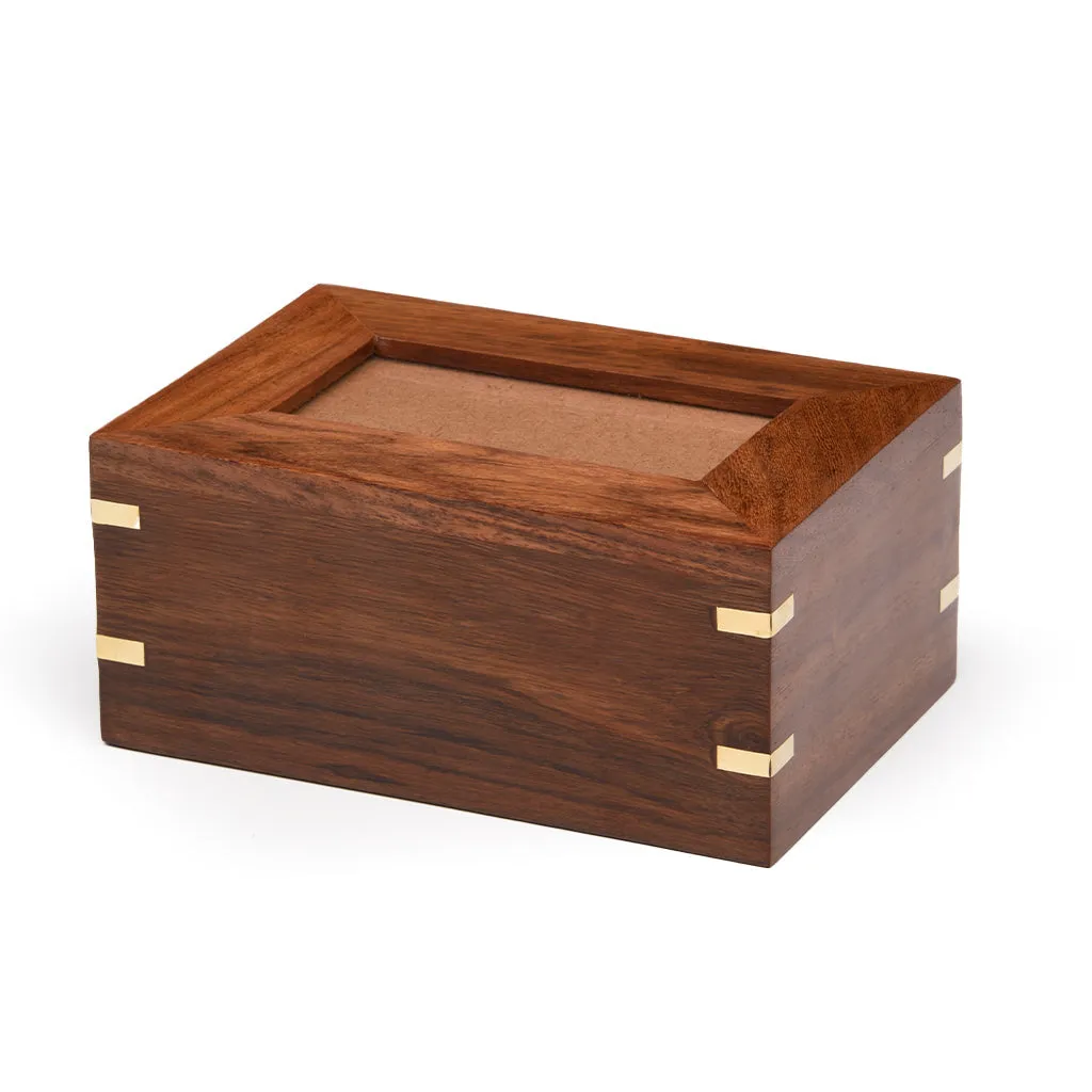 SMALL - Rosewood Photo Frame Urn -517- Brass coners