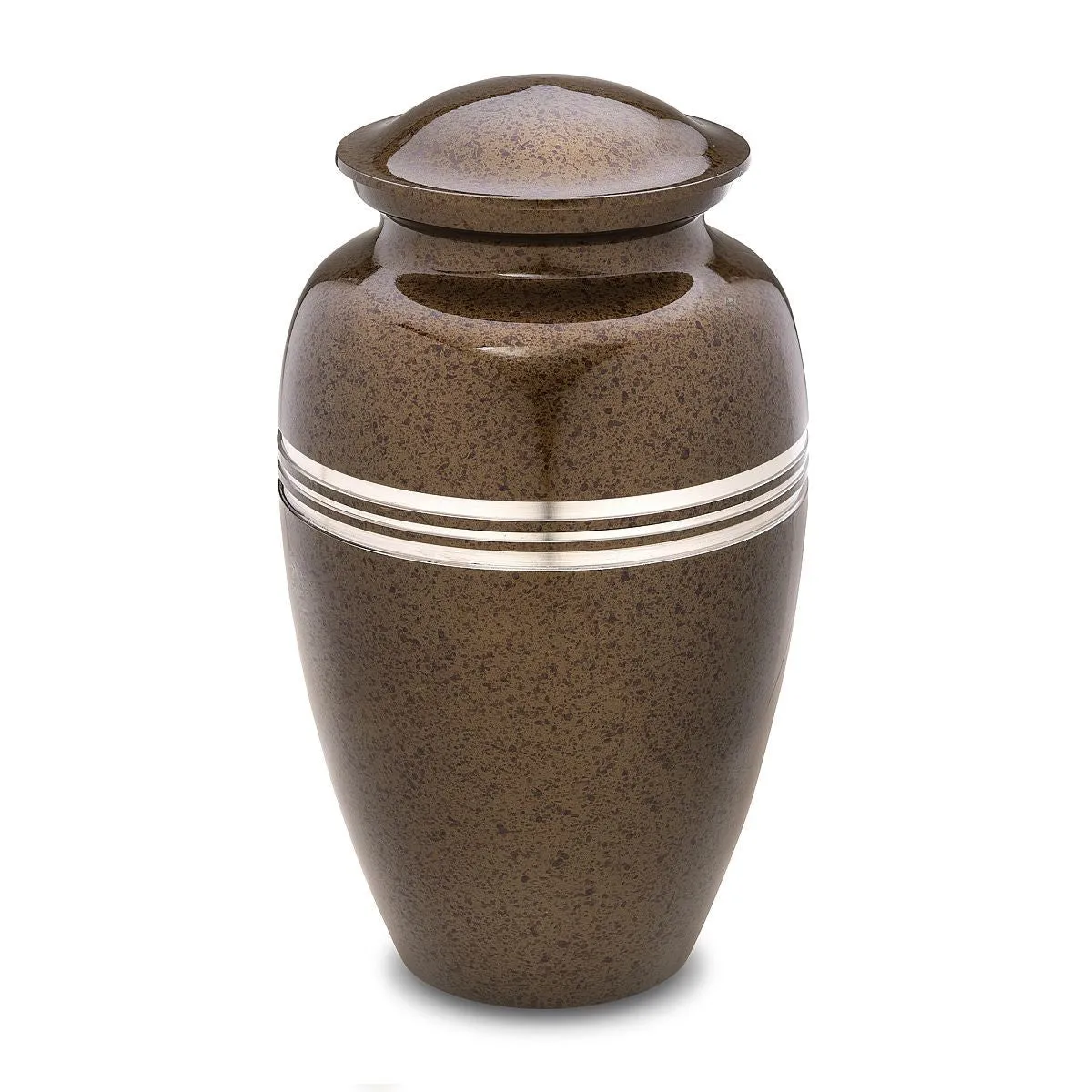 Speckled Auburn Brown Metal Cremation Urn