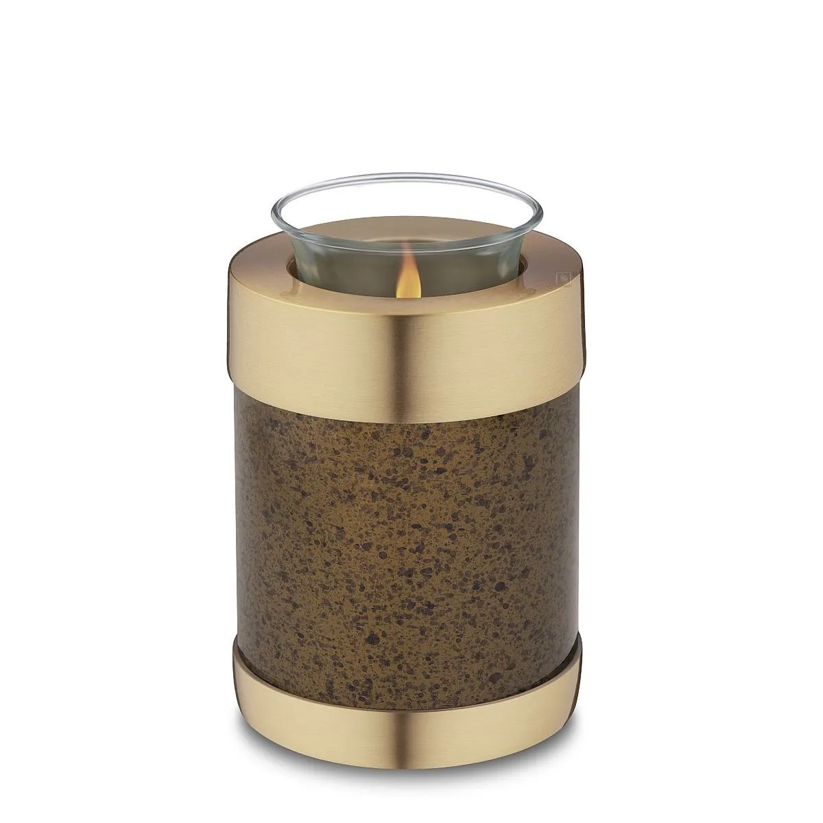 Speckled Auburn Brown Metal Cremation Urn