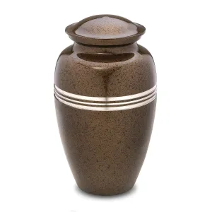 Speckled Auburn Brown Metal Cremation Urn
