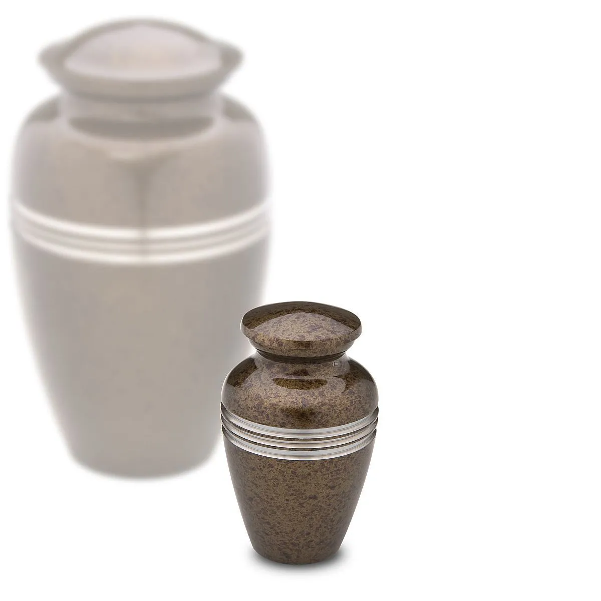 Speckled Auburn Brown Metal Cremation Urn