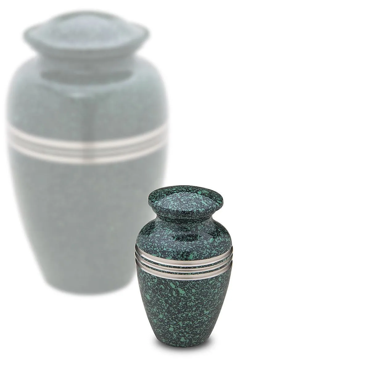 Speckled Emerald Green Metal Cremation Urn