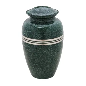 Speckled Emerald Green Metal Cremation Urn