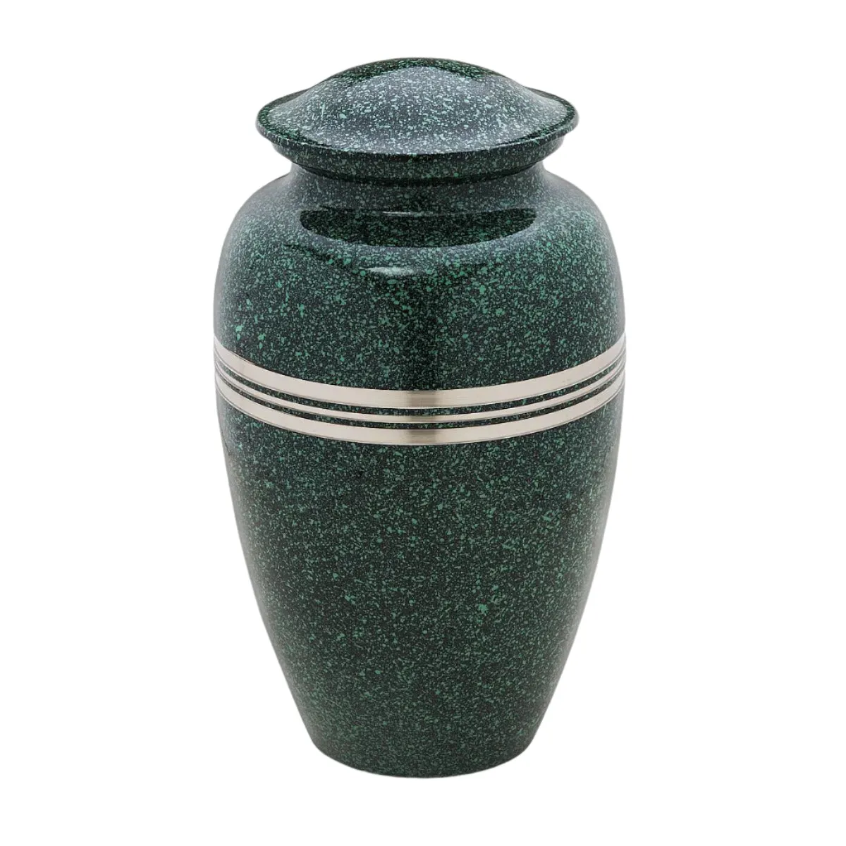 Speckled Emerald Green Metal Cremation Urn