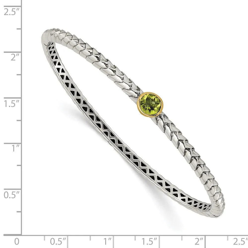 Sterling Silver w/14k Peridot Bangle Bracelet