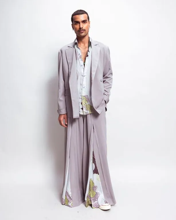 Wide Leg Pant with Print Cutout Detailing
